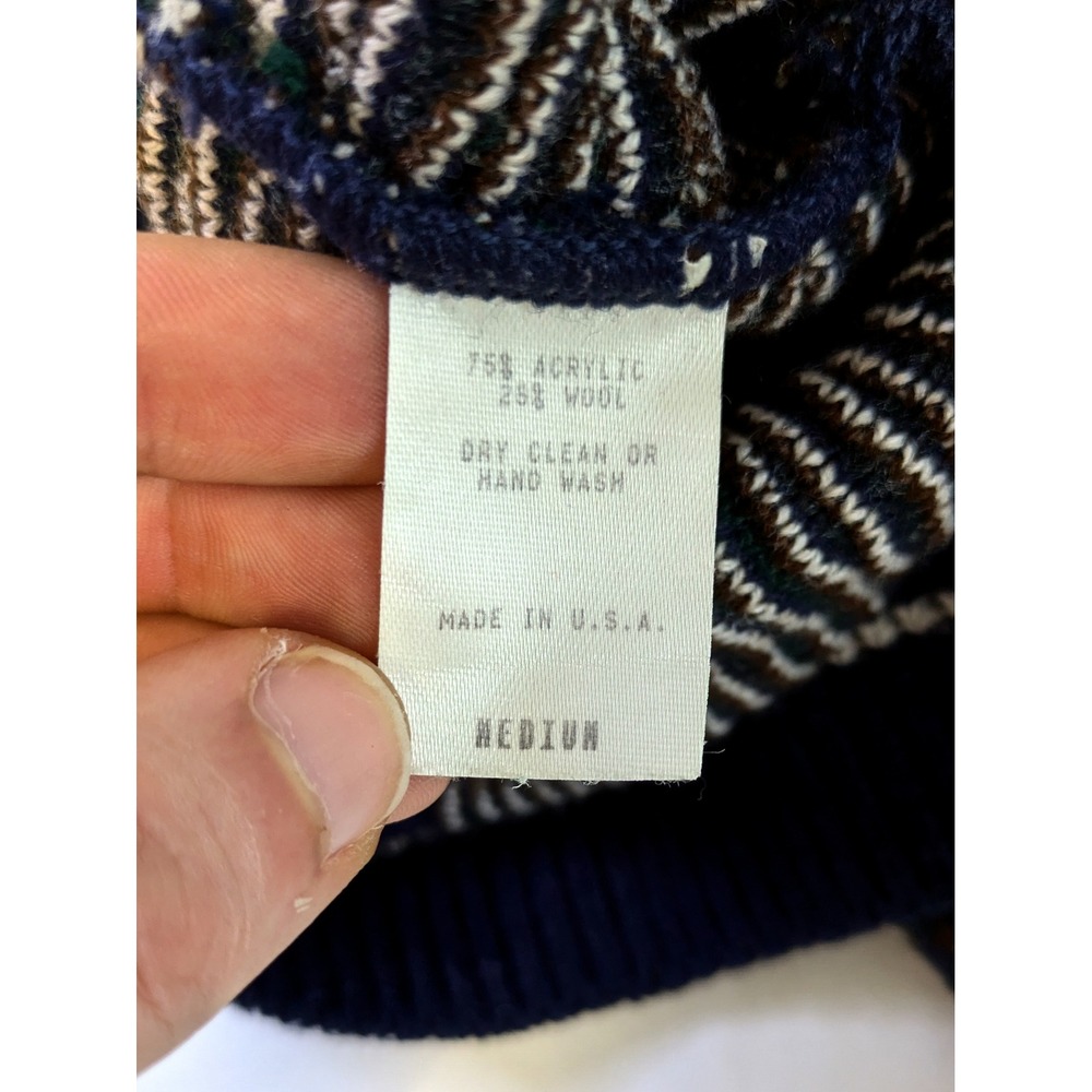 Prima Maglia Vintage Wool Blend Cardigan Sweater Mens Medium Blue Green USA Made - Picture 6 of 7